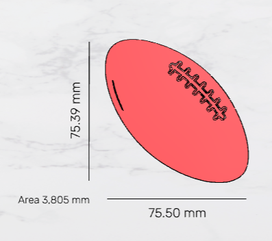 AFL Football Cutter & Debosser/Outbosser stamp set 75.5mm 2.97 inch - Ready to use item