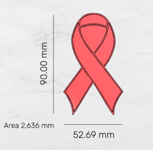 Awareness Ribbon cookie/fondant/clay cutter & embosser stamp 90mm 3.54 inch - 3D Printing STL File Only
