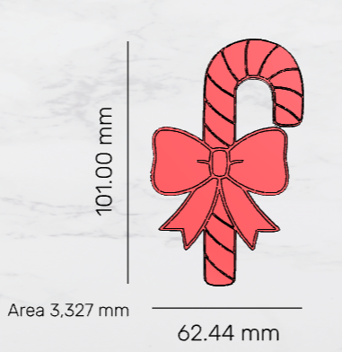 Candy Cane with Bow Cutter & Embosser Stamp set 101mm 3.98 inch - 3D Printing STL File Only