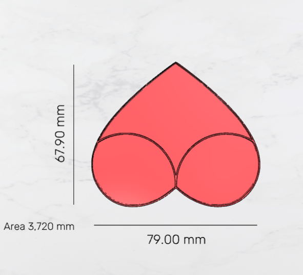 Heart Bra Bikini cookie/fondant/clay cutter & embosser stamp 79mm 3.11 inch - 3D Printing STL File Only