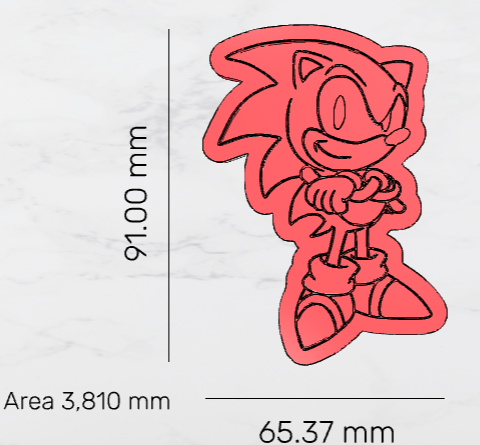 Sonic the Hedgehog (full body) Cutter & Embosser stamp set 91mm 3.58 inch - 3D Printing STL File Only