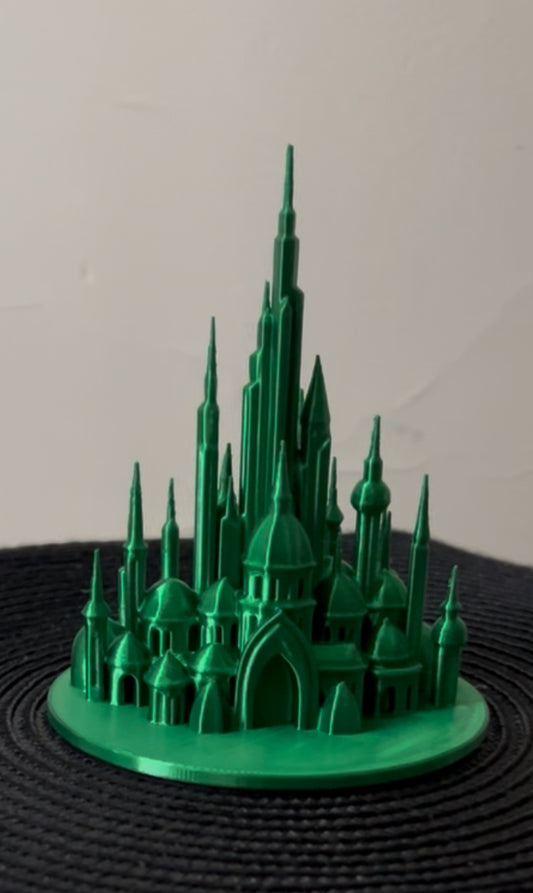 Fantasy Green Castle Cake Topper, Magical City Centrepiece, Wizard Tower Decor, Fantasy Skyline Ornament, Emerald Castle for Cakes & Parties