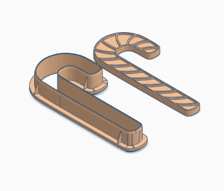Candy Cane Cutter & Embosser Stamp set 101mm 3.98 inch - 3D Printing STL File Only