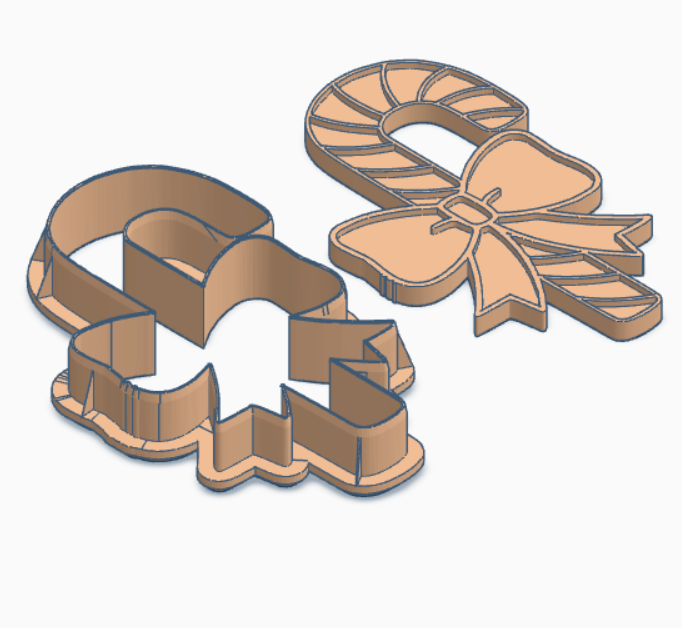 Candy Cane with Bow Cutter & Embosser Stamp set 101mm 3.98 inch - 3D Printing STL File Only